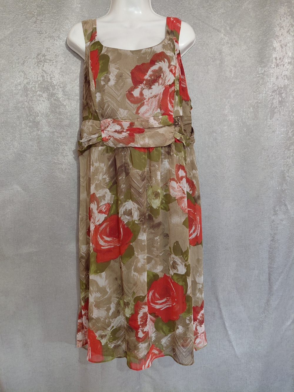 Le Bos Floral Cottagecore Midi Dress Women's Plus Size 18 Chiffon Dress .